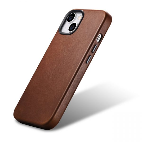 ICarer Oil Wax Premium Leather Case iPhone 14 Plus Magnetic Leather Case with MagSafe Brown (WMI14220703-RB)