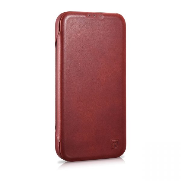 ICarer CE Oil Wax Premium Leather Folio Case Leather Case iPhone 14 Pro Magnetic Flip MagSafe Red (AKI14220706-RD)