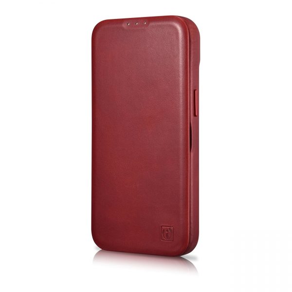 ICarer CE Oil Wax Premium Leather Folio Case Leather Case iPhone 14 Pro Magnetic Flip MagSafe Red (AKI14220706-RD)