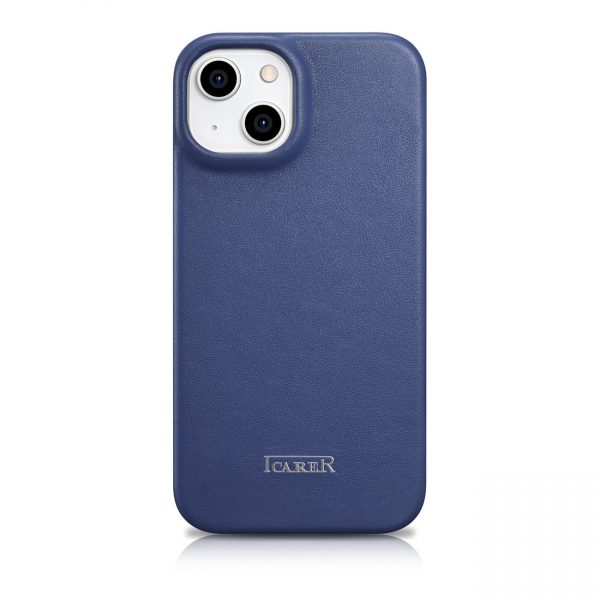 ICarer CE Premium Leather Folio Case iPhone 14 magnetic flip case MagSafe blue (WMI14220713-BU)