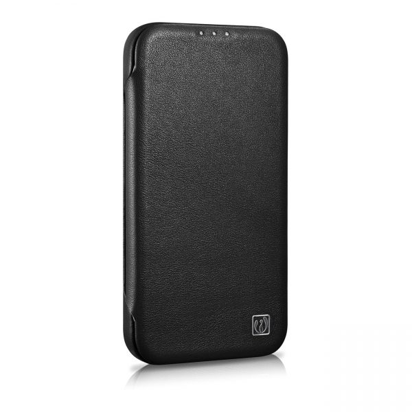 ICarer CE Premium Leather Folio Case iPhone 14 Plus Magnetic Flip Leather Folio Case MagSafe black (WMI14220715-BK)