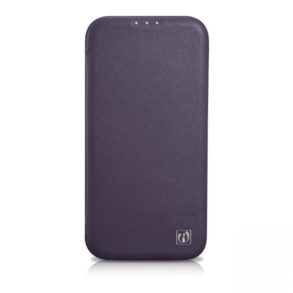 ICarer CE Premium Leather Folio Case iPhone 14 Plus Magnetic Flip Leather Folio Case MagSafe Dark Purple (WMI14220715-DP)