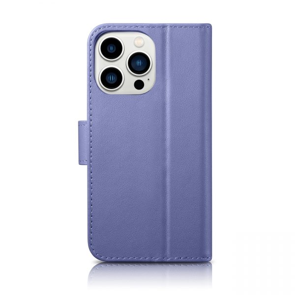 ICarer Wallet Case 2in1 Cover iPhone 14 Pro Anti-RFID Leather Flip Case Light Purple (WMI14220726-LP)