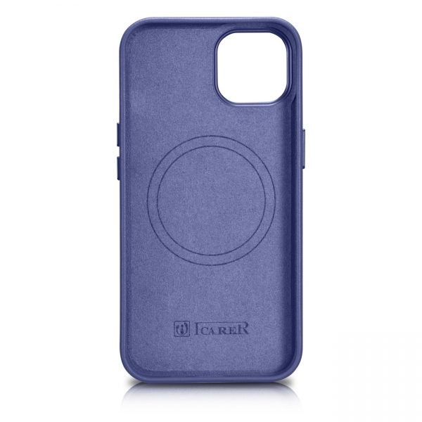 ICarer Case Leather Cover Genuine Leather iPhone 14 Plus Light Purple (MagSafe Compatible)