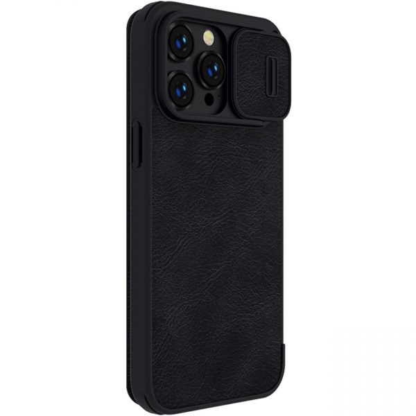 Nillkin Qin Leather Pro Case iPhone 14 Pro Camera Cover Holster Cover Flip Case Black