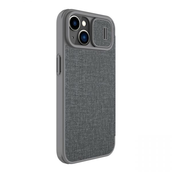 Nillkin Qin Cloth Pro Case Case for iPhone 14 Camera Cover Holster Cover Flip Case Gray