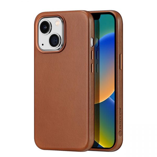 Dux Ducis Naples case for iPhone 14 magnetic leather case MagSafe brown