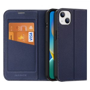 Dux Ducis Skin X2 case for iPhone 14 Plus case with magnetic flap blue