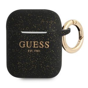 Guess AirPods cover czarny/black Silicone Glitter