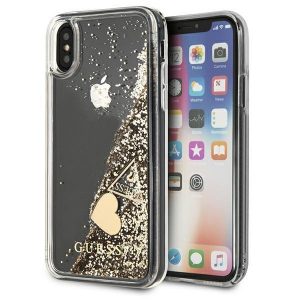 Guess iPhone X/Xs gold/złoty hard case Glitter Charms