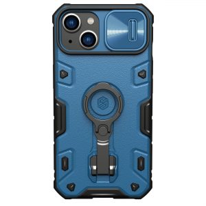 Nillkin CamShield Armor Pro Case Cover iPhone 14 Plus Armor Cover with Camera Cover Ring Stand Blue