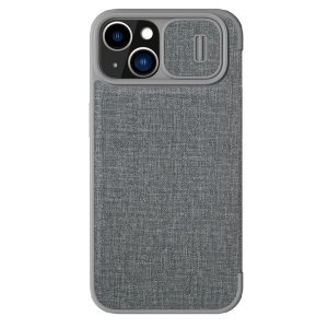 Nillkin Qin Cloth Pro Case Case For iPhone 14 Camera Protector Holster Cover Flip Case Gray