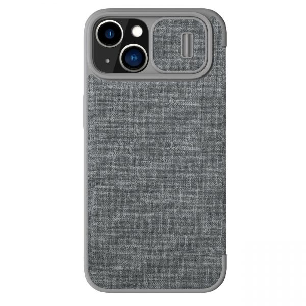 Nillkin Qin Cloth Pro Case Case For iPhone 14 Camera Protector Holster Cover Flip Case Gray