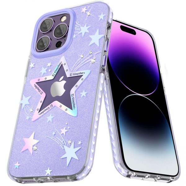 Kingxbar Heart Star Series case for iPhone 14 Plus purple star case