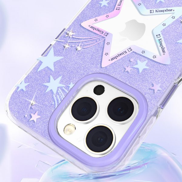 Kingxbar Heart Star Series case for iPhone 14 Plus purple star case