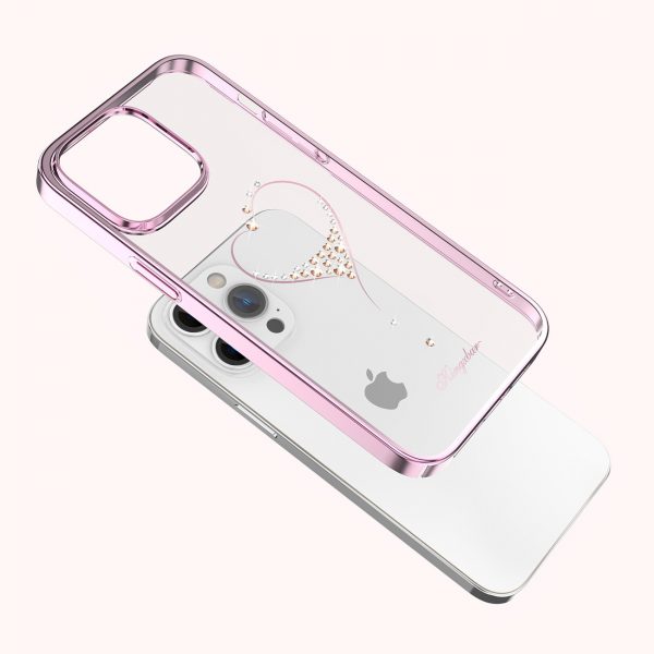 Silicone case with Swarovski crystals Kingxbar Wish Series for iPhone 14 Pro - pink