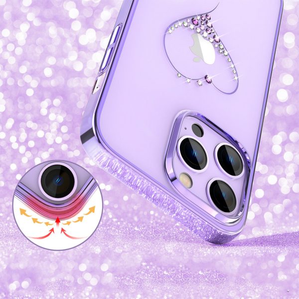 Silicone case with Swarovski crystals Kingxbar Wish Series for iPhone 14 Plus - purple