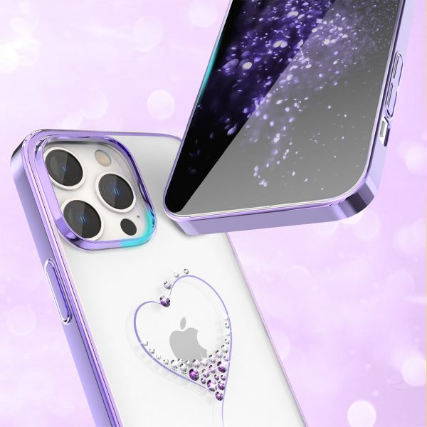 Silicone case with Swarovski crystals Kingxbar Wish Series for iPhone 14 Plus - purple