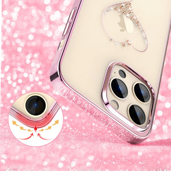 Silicone case with Swarovski Kingxbar Wish Series crystals for iPhone 14 Pro Max - pink