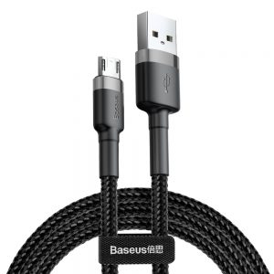 Baseus Cafule Cable Durable Nylon Braided Wire USB / micro USB QC3.0 2.4A 0,5M black-grey