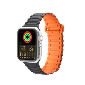 Dux Ducis Strap  Magnetic Silicone Band Bracelet Black Orange