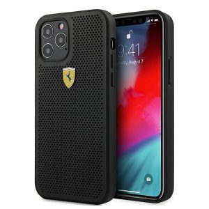 Ferrari iPhone 12/12 Pro 6,1″ czarny/black hardcase On Track Perforated