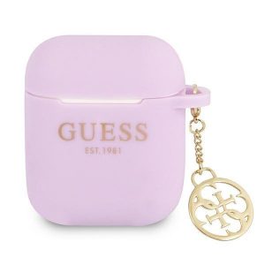 Guess AirPods cover fioletowy/purple Silicone Charm 4G Collection