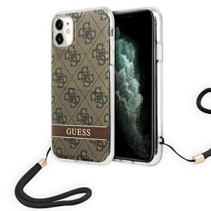 Guess iPhone 11 brown/brown hardcase 4G Print Strap