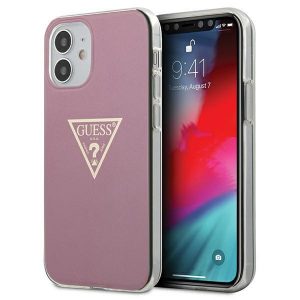 Guess iPhone 12 mini 5,4″ różowy/pink hardcase Metallic Collection