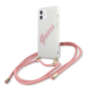 Guess iPhone 12 mini 5,4″ różowy/pink hardcase Script Vintage