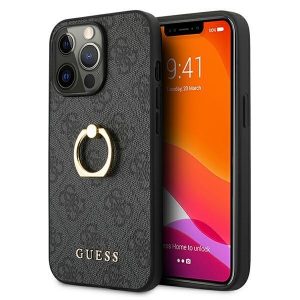 Guess iPhone 13 Pro / 13 6,1″ szary/grey hardcase 4G with ring stand