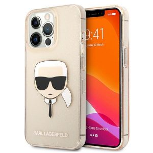 Karl Lagerfeld iPhone 13 Pro / 13 6,1″ złoty/gold hardcase Glitter Karl`s Head