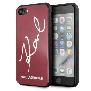 Karl Lagerfeld iPhone 7/8 SE 2020 / SE 2022 czerwony/red hard case Signature Glitter