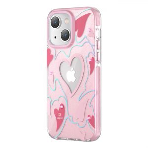 Kingxbar Heart Star Series case for iPhone 14 Plus pink heart case