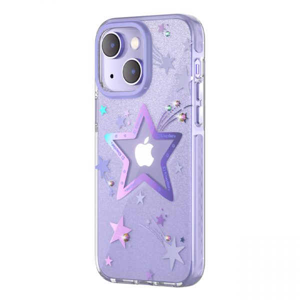 Kingxbar Heart Star Series case for iPhone 14 Plus purple star case