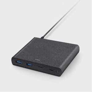 UNIQ Ład. siec. HUB Surge 90W czarny /charcoal black 2xUSB Quick Charge 3.0 + 2xUSB-C PD 3.0