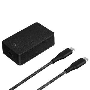 UNIQ Ład. siec. Versa Slim USB-C PD 18W + kabel USB-C na USB-C czarny/charcoal black