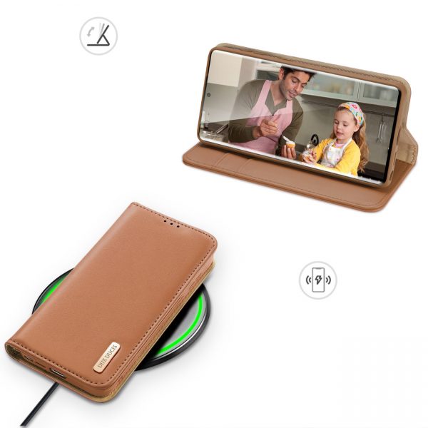 Dux Ducis Hivo Case for Samsung Galaxy S23 Ultra Flip Cover Wallet Stand RFID Blocking Brown