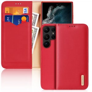 Dux Ducis Hivo case Samsung Galaxy S23 Ultra cover with flip wallet stand RFID blocking red