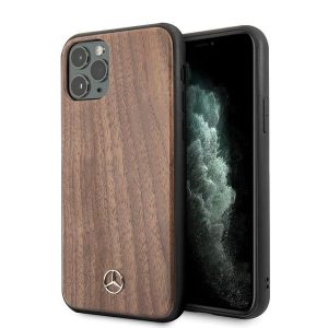 Mercedes iPhone 11 Pro Max hard case brązowy/brown Wood Line Walnut