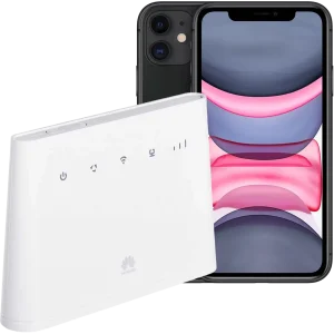 Mobilt Bredband Med Huawei 4G Router Och iPhone 11