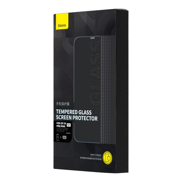 Baseus Set of 2x Tempered Glass for iPhone 14 Pro Max Full Screen with Speaker Cover 0.3mm + Mounting Frame