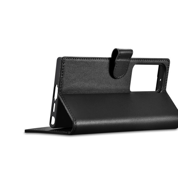 ICarer Wallet Case for Samsung Galaxy S23 Ultra leather case wallet black