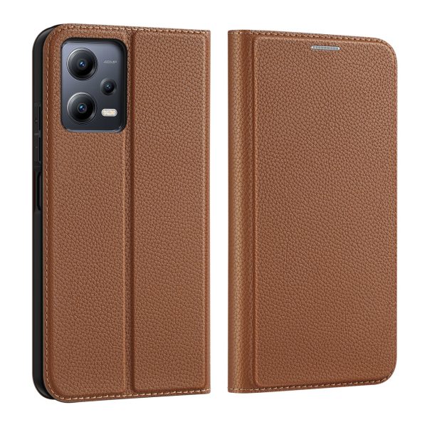 Dux Ducis Skin X2 Case for Xiaomi Redmi Note 12 5G / Poco X5 5G Cover Flip Wallet Stand Brown