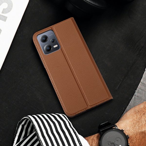 Dux Ducis Skin X2 Case for Xiaomi Redmi Note 12 5G / Poco X5 5G Cover Flip Wallet Stand Brown