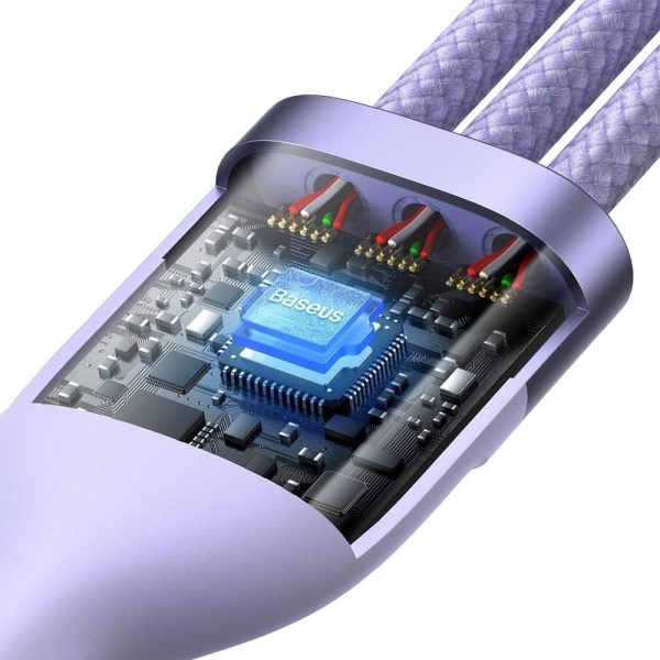 BASEUS cable 3in1 Flash Series II USB A to Micro + Lightning 8-pin + Type C 100W 1.2m purple CASS030105