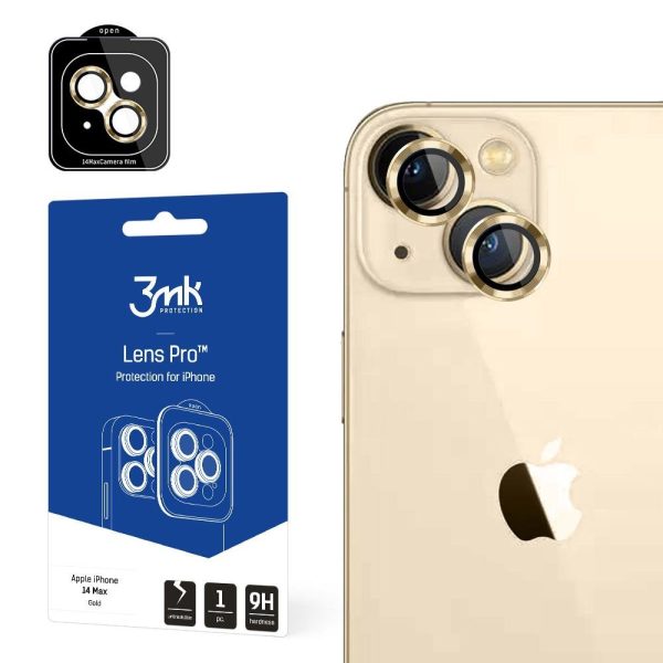 Camera glass for iPhone 14 Plus 9H for 3mk Lens Protection Pro series lens – gold