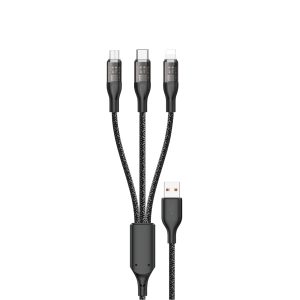 Fast charging cable 120W 1m 3in1 USB – USB-C / microUSB / Lightning Dudao L22X – silver