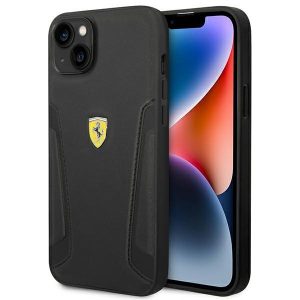 Ferrari iPhone 14 Plus 6.7" black/black hardcase Leather Stamp Sides