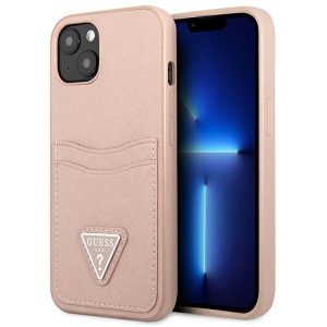 Guess iPhone 13 6.1 "pink / pink hardcase SaffianoTriangle Logo Cardslot